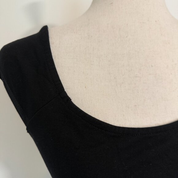 Anthropologie Maeve Black Scoop Neck Cap Sleeve Top Fitted Size Small Basic - Picture 8 of 9